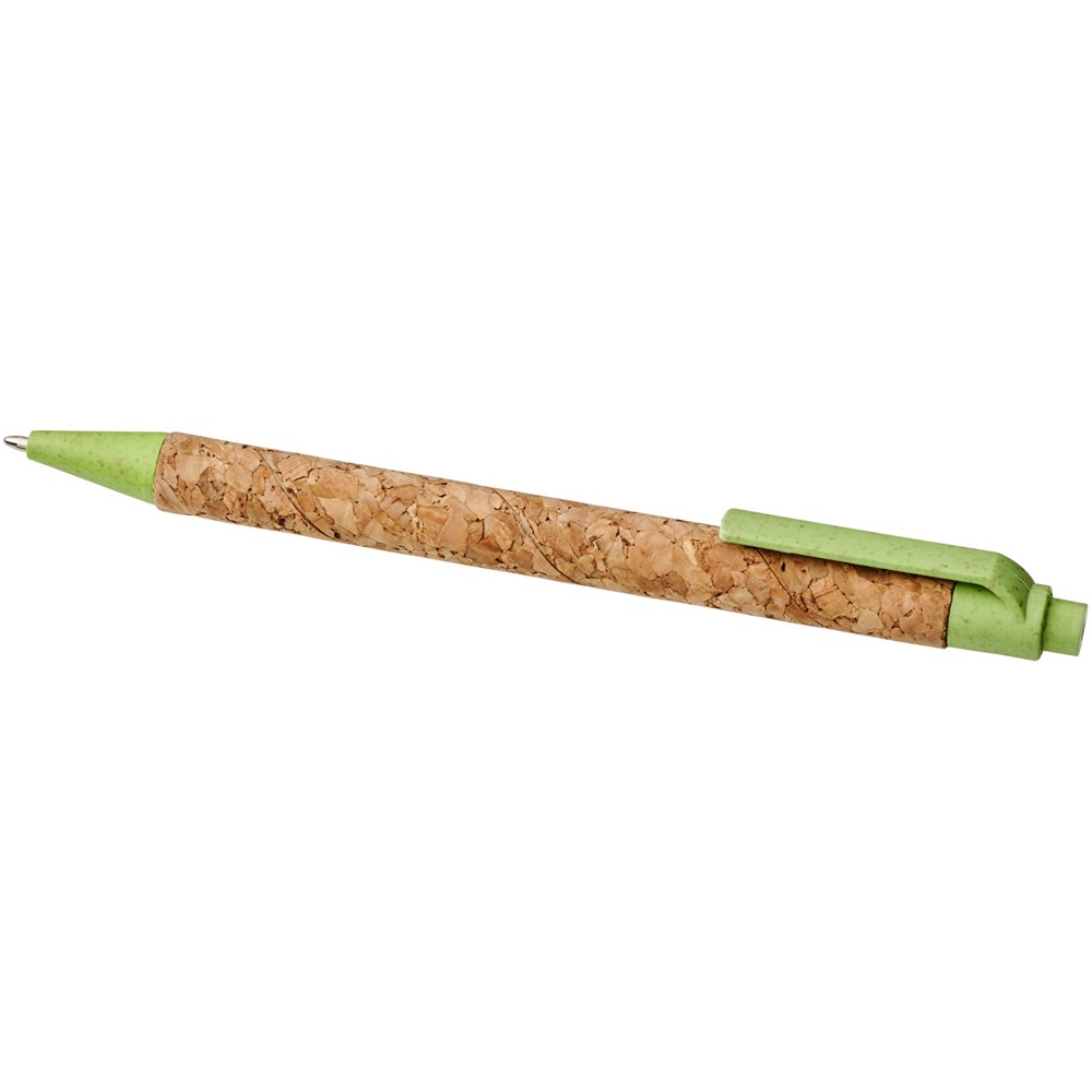 Stylo bille Midar en liège et paille de blé (encre noire) Naturel, Vert pomme