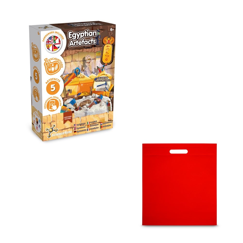 Ancient Egypt Excavation Kit IV Jeu éducatif livré avec un sac cadeau en non-tissé (80 g/m²) rouge