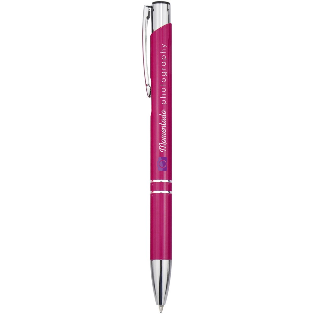 Stylo bille rétractable en aluminium Moneta (encre bleue) Magenta