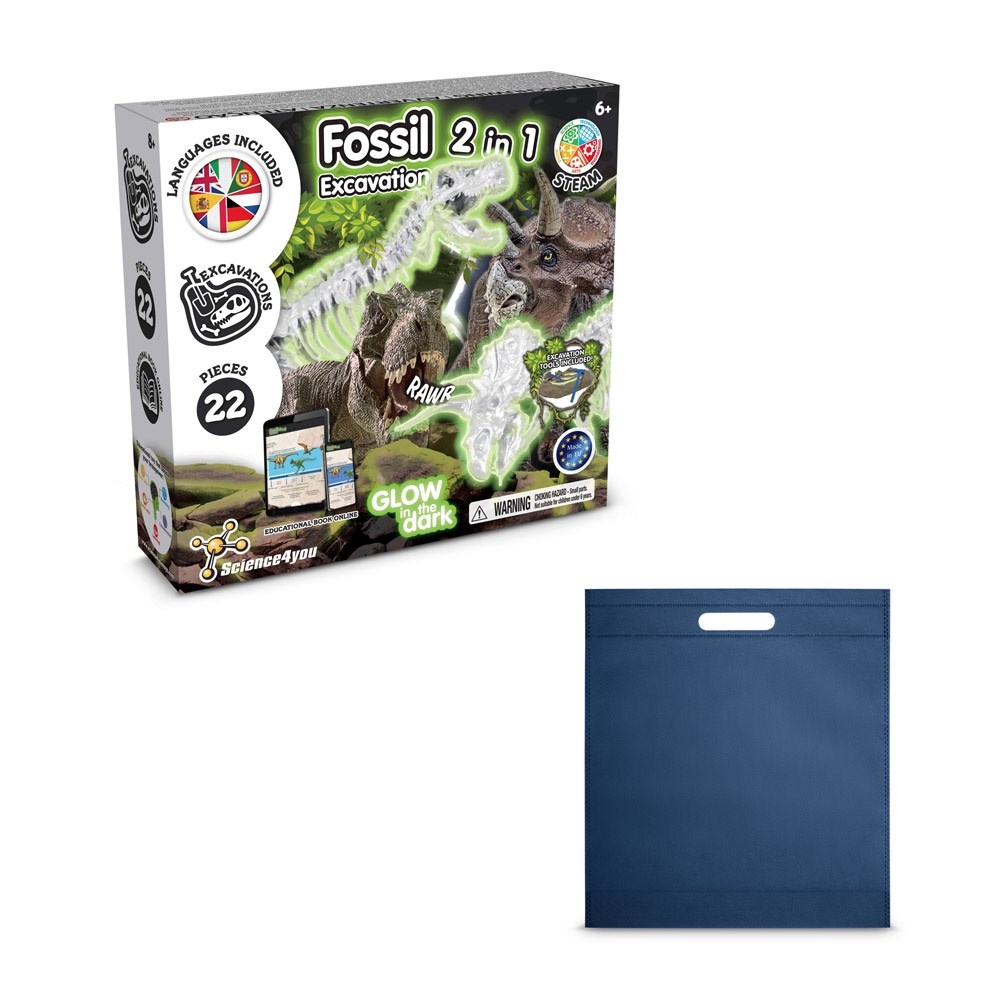 2 in 1 Fossil Excavation Kit IV Lernspiel lieferung inklusive einer non-woven tasche (80 g/m²) blau