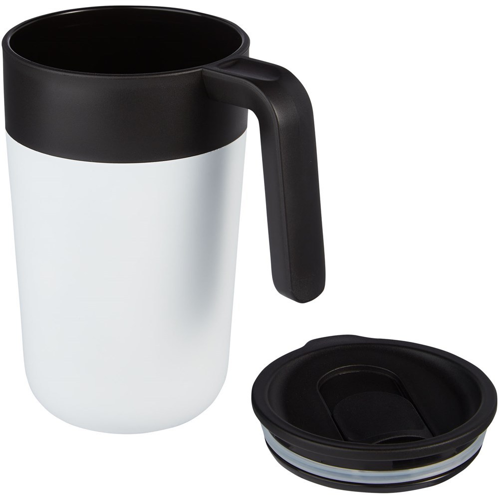 Tasse Nordia de 400 ml recyclée à double paroi blanc