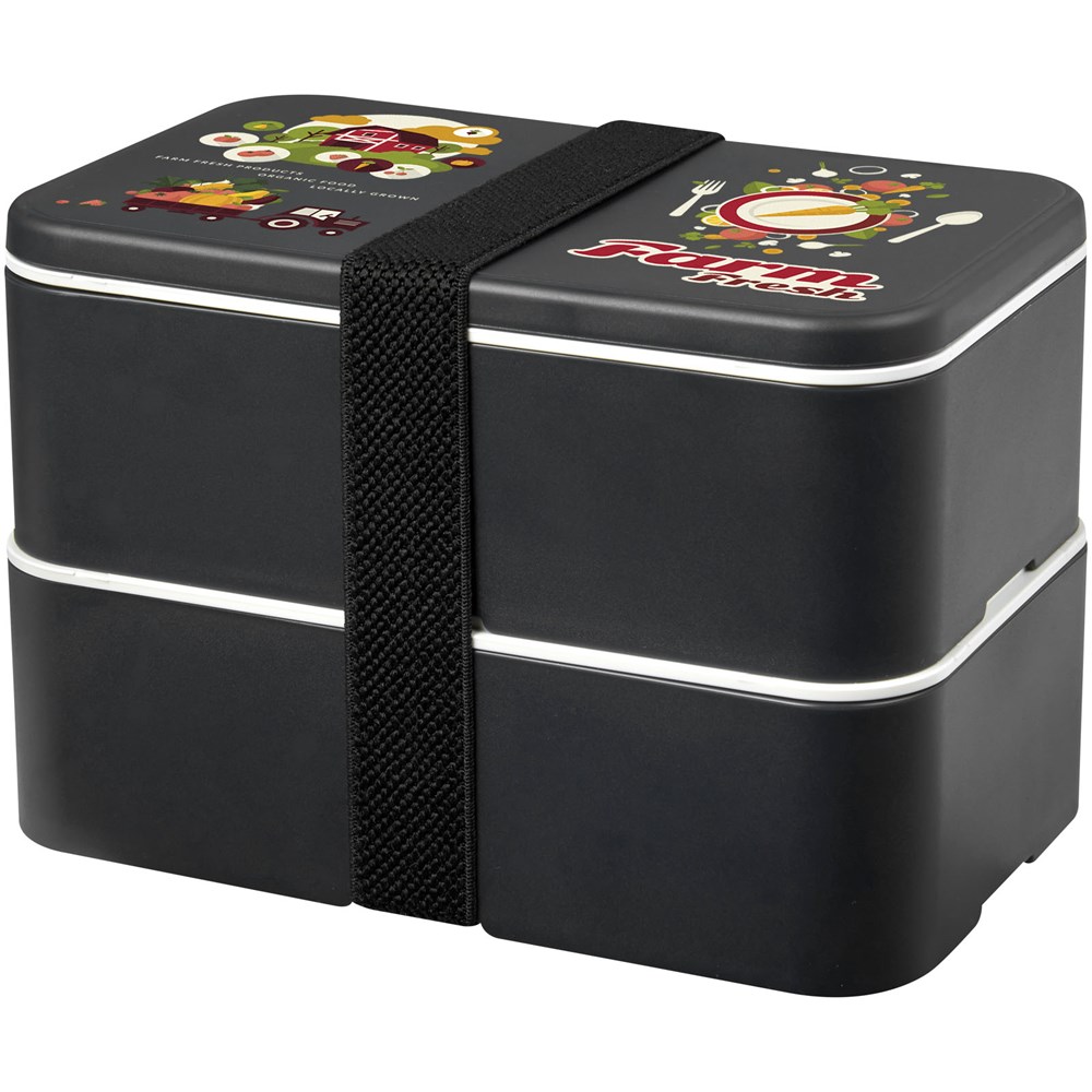 MIYO Renew Doppel-Lunchbox granitfarben, granitfarben, schwarz