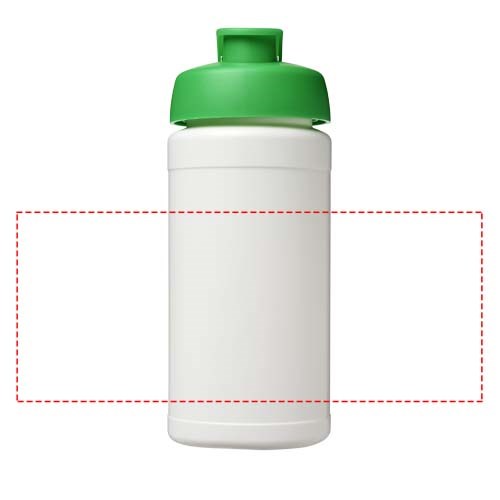 Bouteille de sport Baseline de 500 ml recyclée avec couvercle rabattable Blanc, Vert