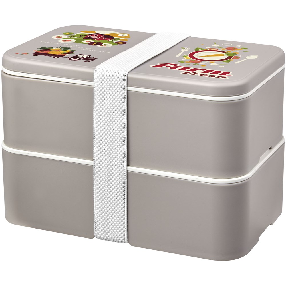 MIYO Renew Doppel-Lunchbox kieselgrau, kieselgrau, weiss