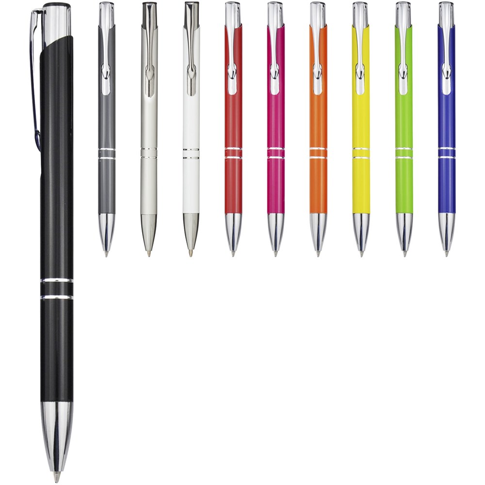 Stylo bille rétractable en aluminium Moneta (encre bleue) Noir