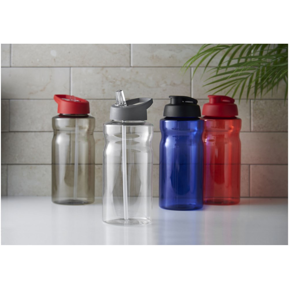 Bouteille de sport H2O Active® Eco Big Base de 1 litre avec couvercle à bec verseur Charbon, Blanc