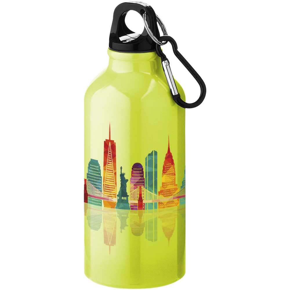 Oregon 400 ml Aluminium Trinkflasche mit Karabinerhaken neongelb