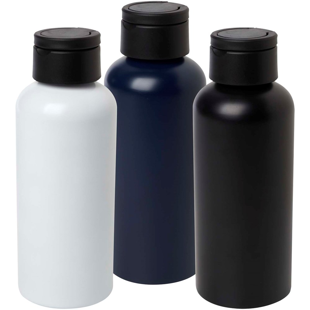 Bouteille d’eau Trinity de 600 ml en aluminium recyclé certifié RCS et couvercle en rPET Navy Blue