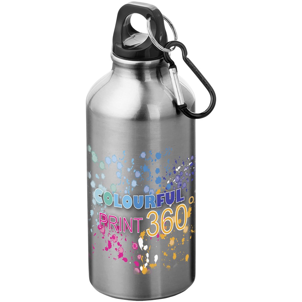 Oregon 400 ml Aluminium Trinkflasche mit Karabinerhaken silber