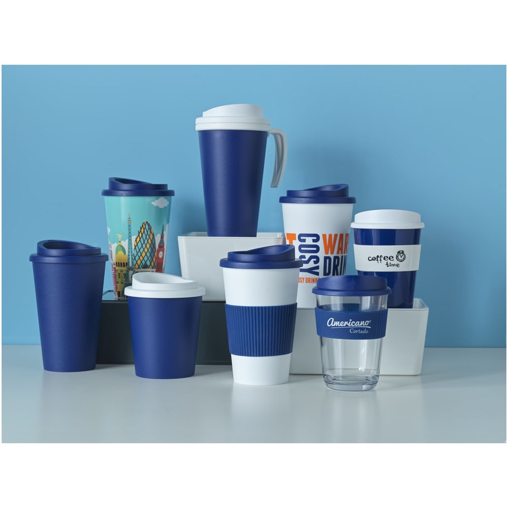 Gobelet Americano® isolant de 350 ml avec grip Bleu, Blanc