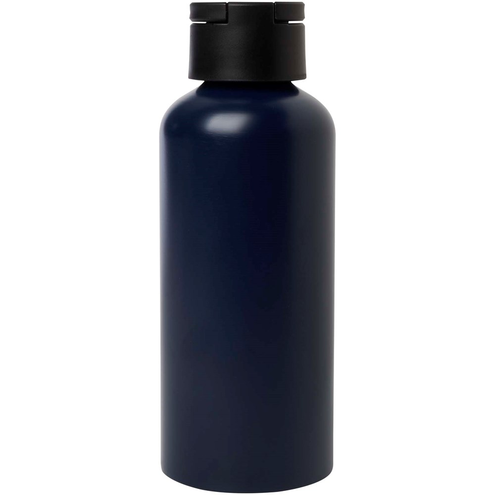 Bouteille d’eau Trinity de 600 ml en aluminium recyclé certifié RCS et couvercle en rPET Navy Blue