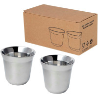 Ensemble de tasses à espresso en acier inoxydable Duo de 80 ml certifié RCS