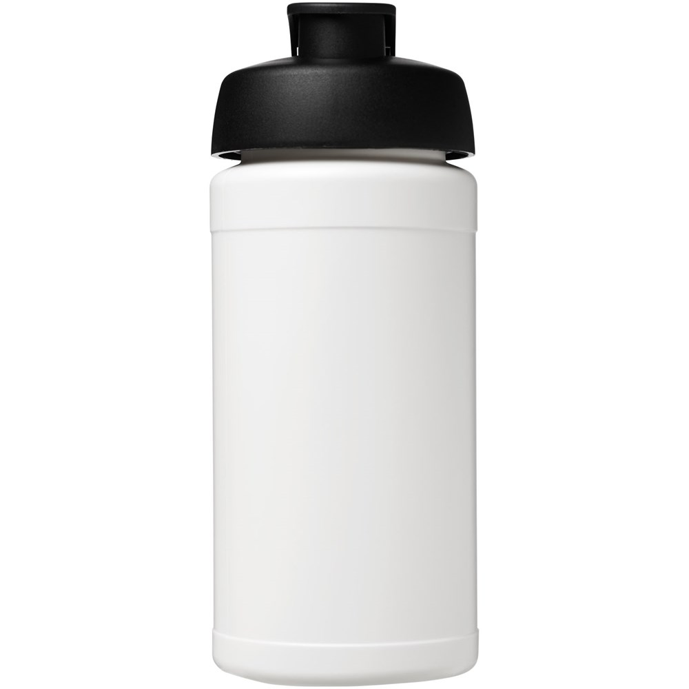 Bouteille de sport Baseline de 500 ml recyclée avec couvercle rabattable Blanc, Noir