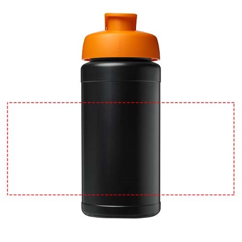 Bouteille de sport Baseline de 500 ml recyclée avec couvercle rabattable Noir, Orange