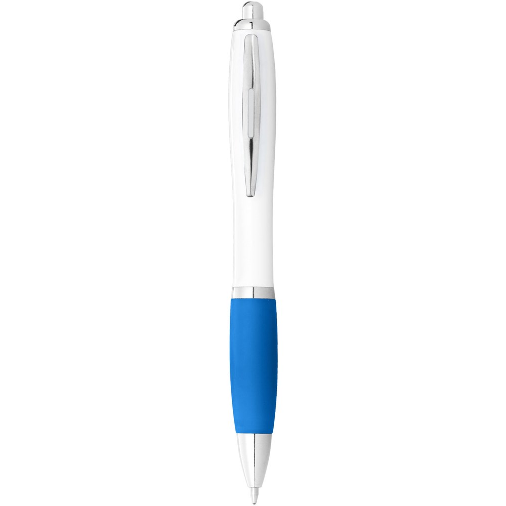 Stylo bille avec corps blanc et grip coloré Nash (encre bleue) Blanc, Vert eau