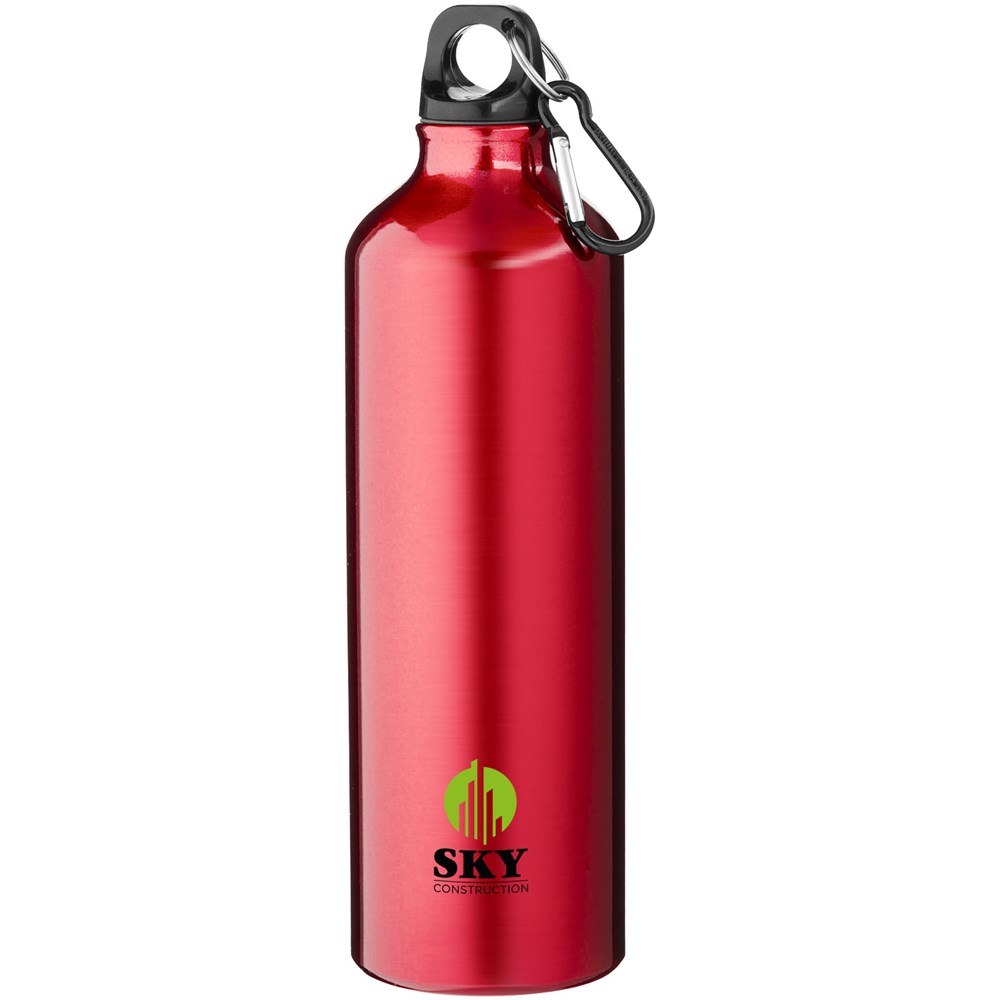 Bouteille d'eau Oregon de 770 ml en aluminium recyclé certifié RCS avec mousqueton rouge