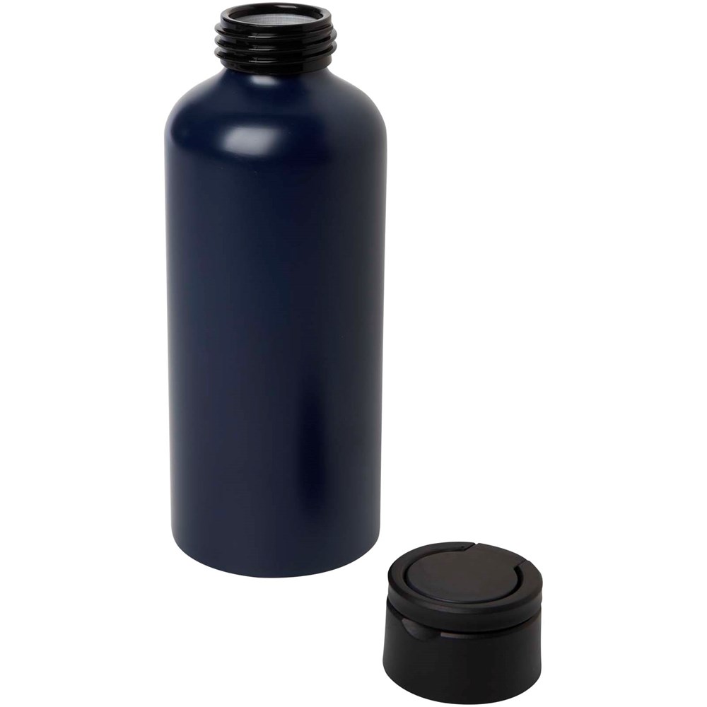 Bouteille d’eau Trinity de 600 ml en aluminium recyclé certifié RCS et couvercle en rPET Navy Blue