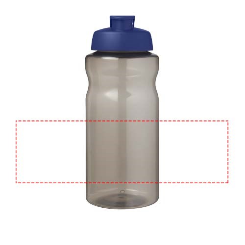 Bouteille de sport H2O Active® Eco Big Base de 1 litre à couvercle rabattable Charbon, Bleu