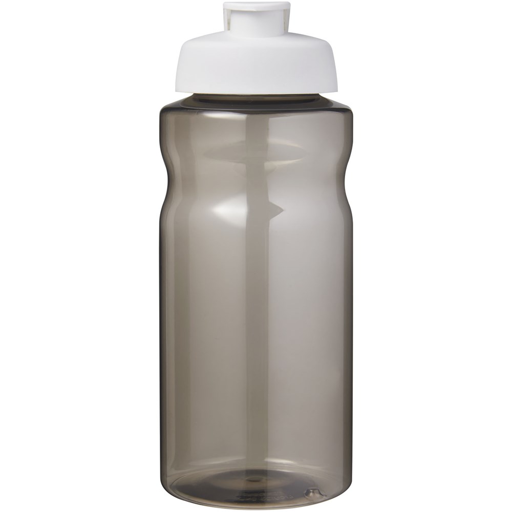 Bouteille de sport H2O Active® Eco Big Base de 1 litre à couvercle rabattable Charbon, Blanc