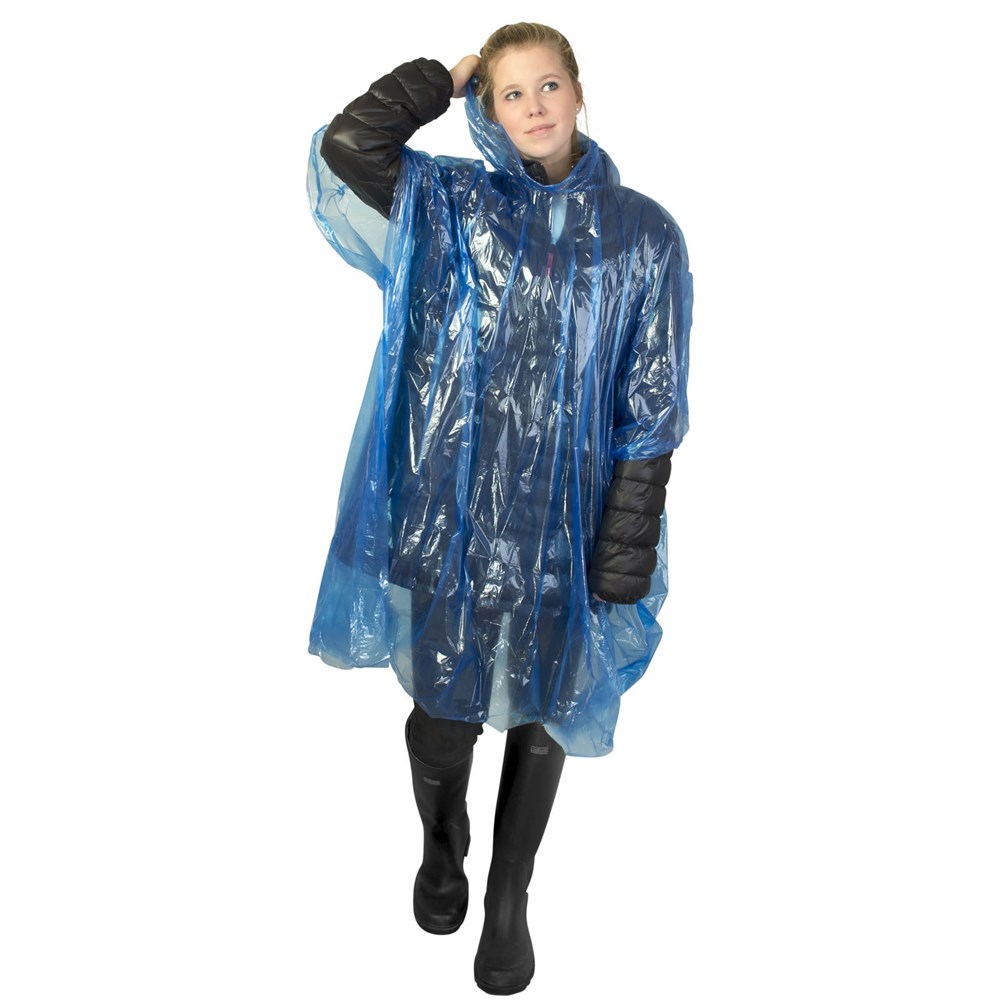 Poncho jetable pour la pluie avec pochette de rangement Ziva Bleu royal