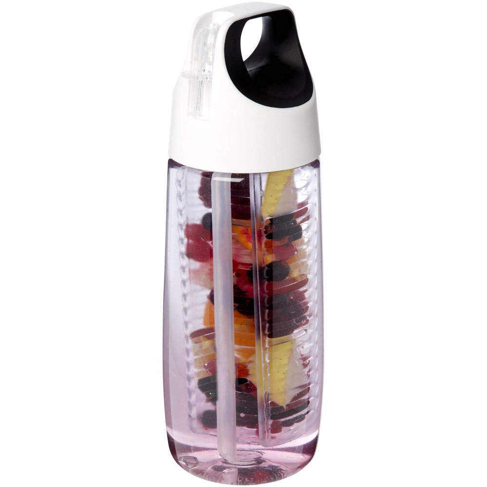 HydroFruit 700 ml Sportflasche aus recyceltem Kunststoff mit Klappdeckel und Trinkhalm