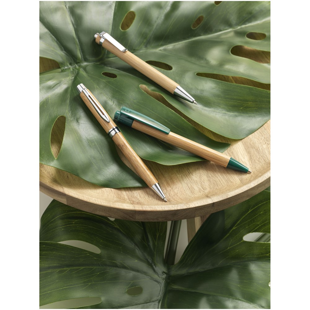 Stylo bille en bambou Borneo (encre noire) Naturel, Bleu royal