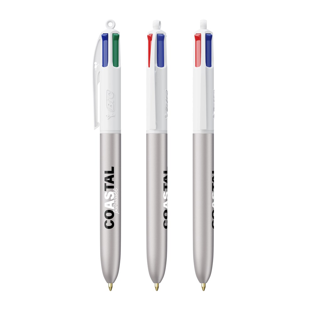 BIC® 4 Colours Glacé with Lanyard Silber Glacé / Weiss