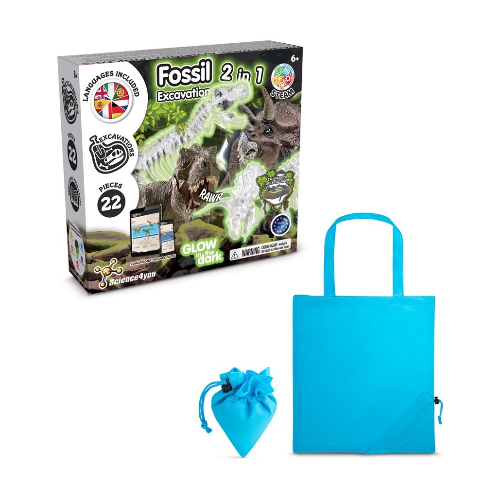 2 in 1 Fossil Excavation Kit V Lernspiel lieferung inklusive einer faltbaren geschenktasche aus 190T hellblau