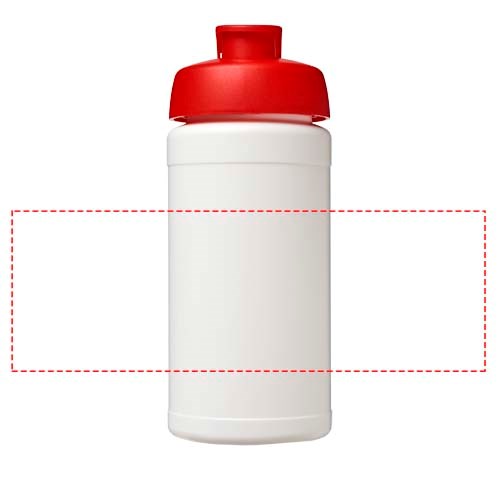 Baseline 500 ml recycelte Sportflasche mit Klappdeckel weiss, rot