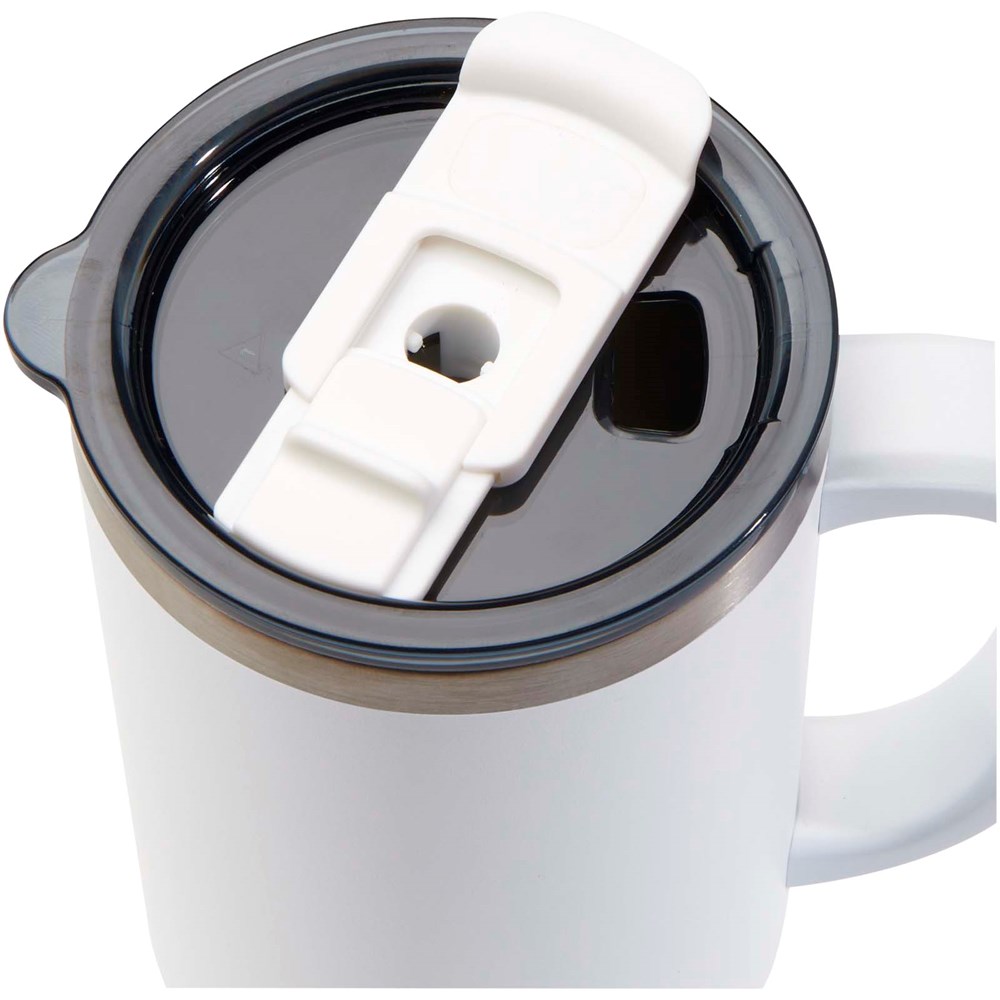 Mug Sydney 1200 ml double paroi certifié RCS avec isolation par le vide et couche de cuivre avec paille blanc