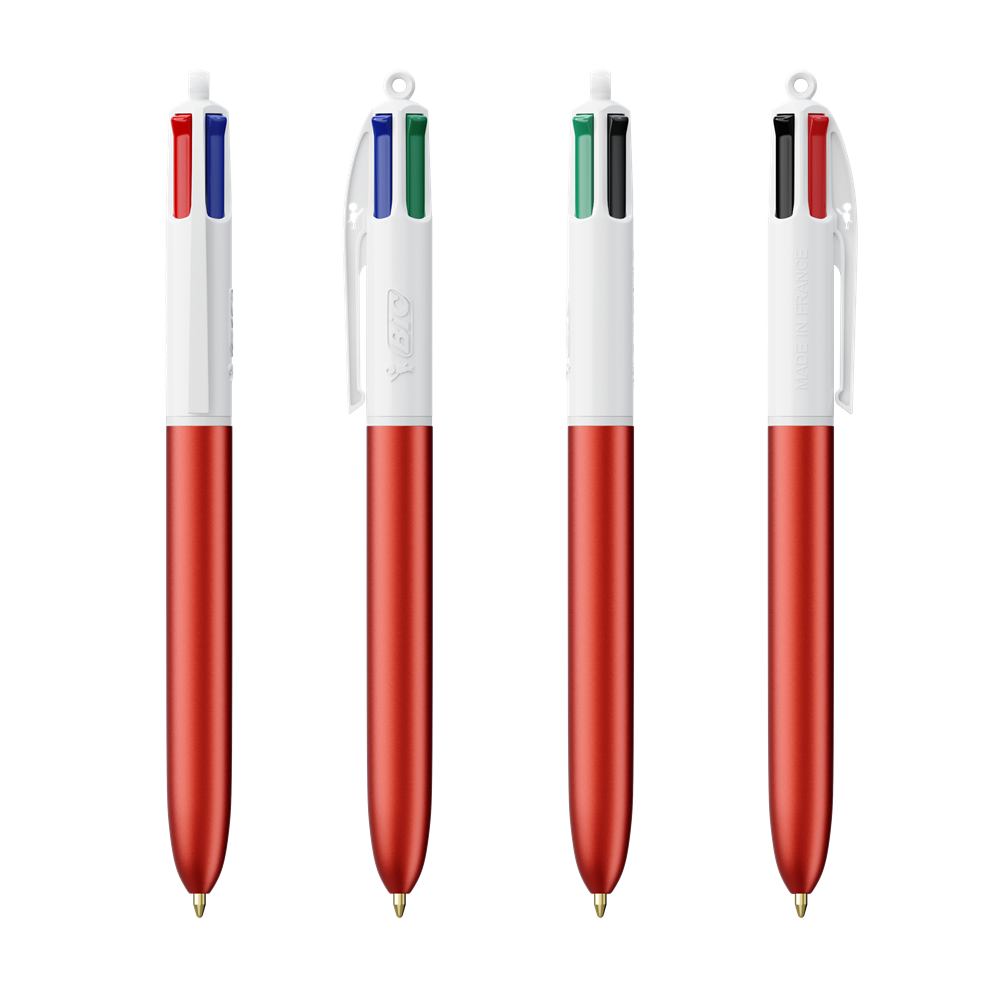 BIC® 4 Colours Glacé with Lanyard Rot Glacé / Weiss