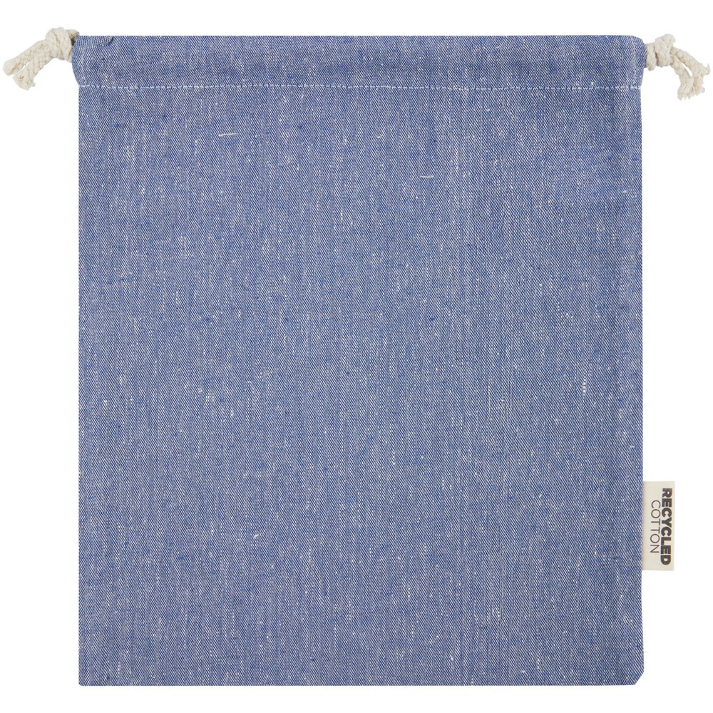 Pheebs 150 g/m² GRS Zuziehbeutel aus Recyclingbaumwolle mittel 1,5 l heather blau