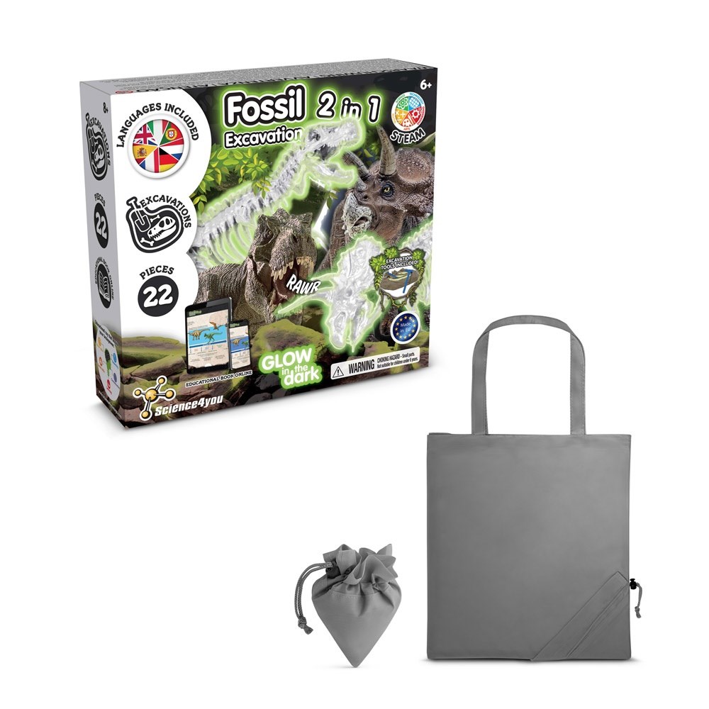 2 in 1 Fossil Excavation Kit V Lernspiel lieferung inklusive einer faltbaren geschenktasche aus 190T grau