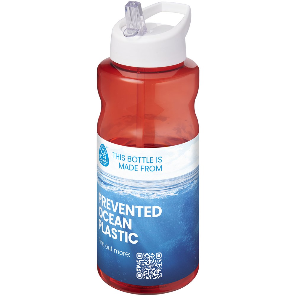 Bouteille de sport H2O Active® Eco Big Base de 1 litre avec couvercle à bec verseur Rouge, Blanc