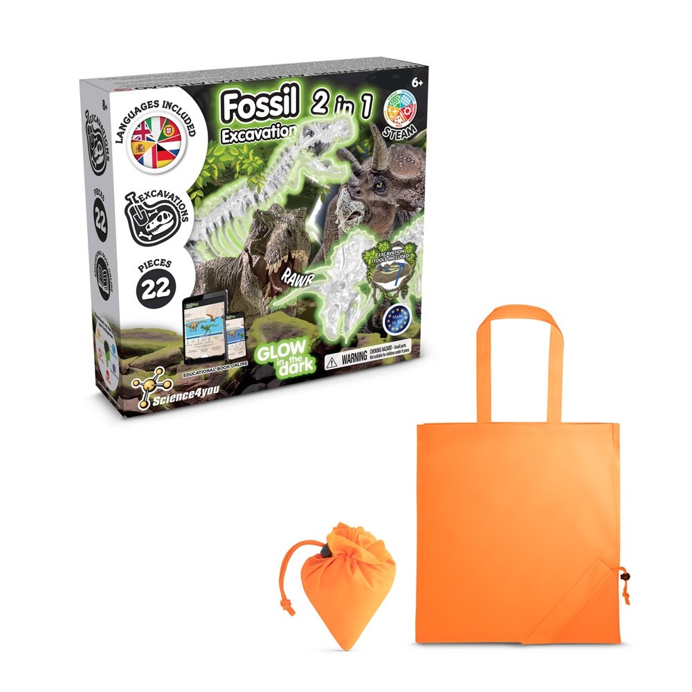 2 in 1 Fossil Excavation Kit V Lernspiel lieferung inklusive einer faltbaren geschenktasche aus 190T orange