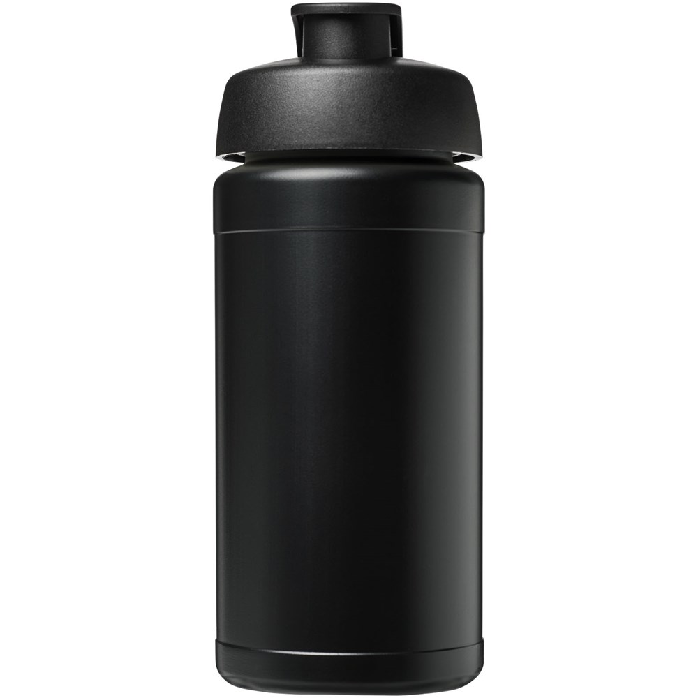 Bouteille de sport Baseline de 500 ml recyclée avec couvercle rabattable Noir, Noir