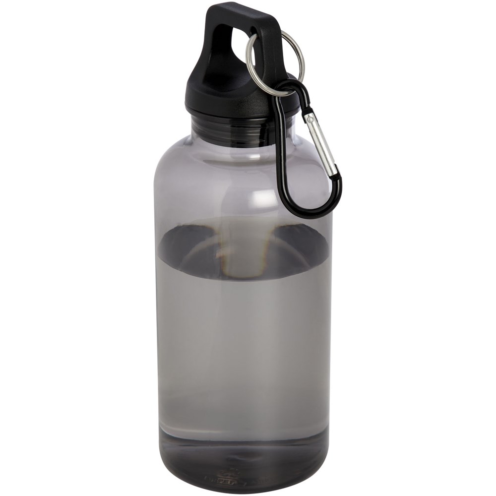 Bouteille d'eau Oregon de 400 ml en plastique recyclé avec mousqueton noir