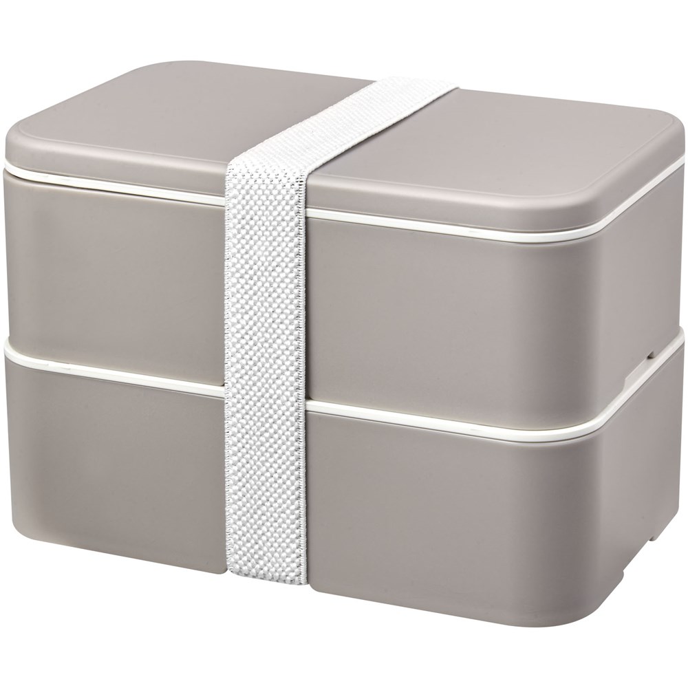 MIYO Renew Doppel-Lunchbox kieselgrau, kieselgrau, weiss