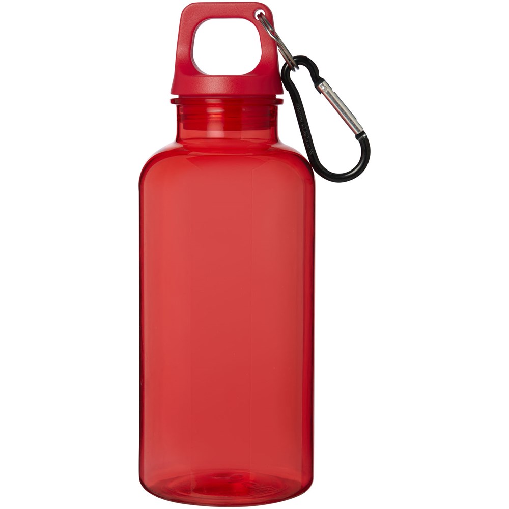 Bouteille d'eau Oregon de 400 ml en plastique recyclé avec mousqueton rouge