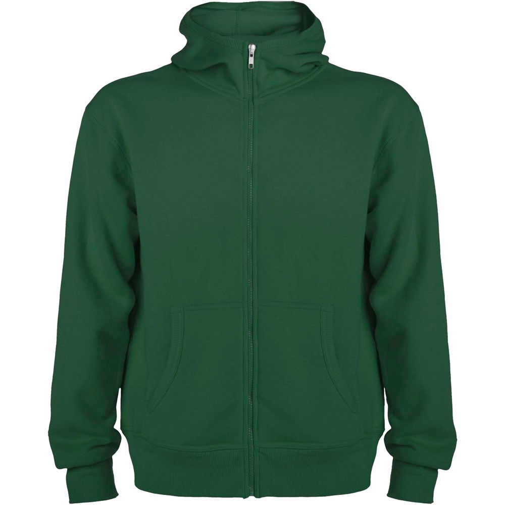 Hochwertige Kapuzen-Sweatjacke – ideal als personalisiertes Kundengeschenk mit Logo-Aufdruck. dunkelgrün