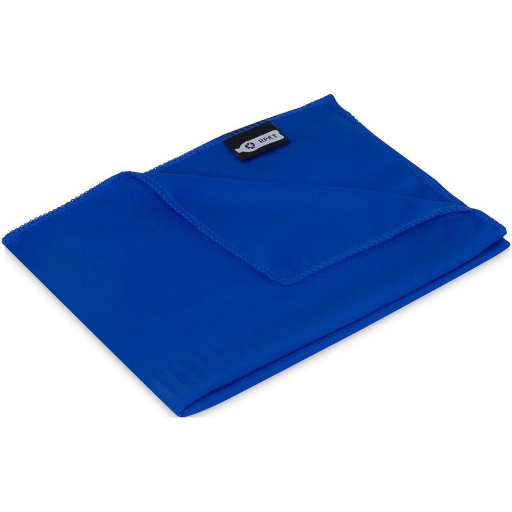 Serviette de sport rafraîchissante en PET recyclé Raquel avec pochette 80 x 30 cm Bleu royal