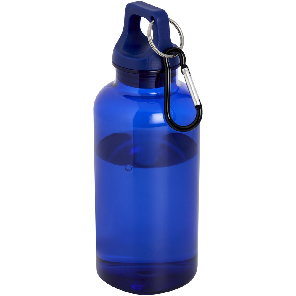 Bouteille d'eau Oregon de 400 ml en plastique recyclé avec mousqueton bleu