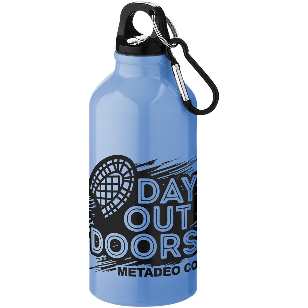 Oregon 400 ml Aluminium Trinkflasche mit Karabinerhaken hellblau