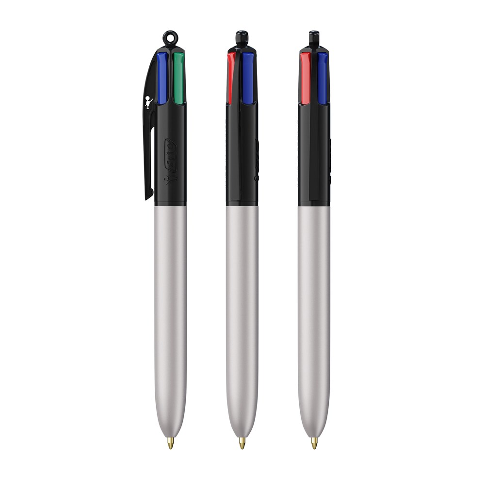 BIC® 4 Colours Glacé with Lanyard Schwarz - Silberglaté