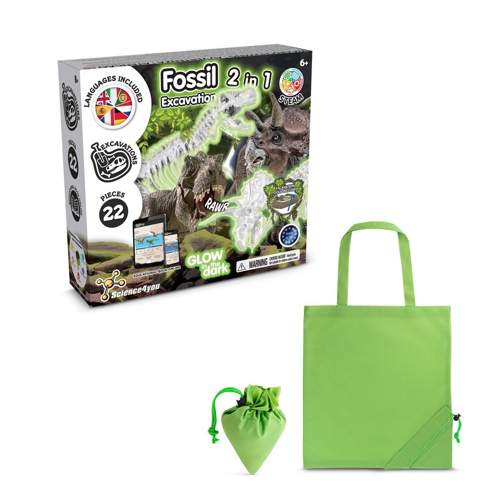 2 in 1 Fossil Excavation Kit V Lernspiel lieferung inklusive einer faltbaren geschenktasche aus 190T Hellgrün