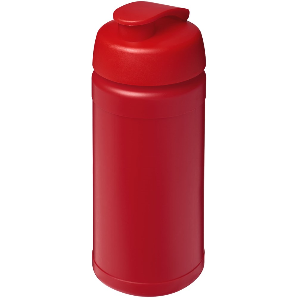 Bouteille de sport Baseline de 500 ml recyclée avec couvercle rabattable Rouge, Rouge