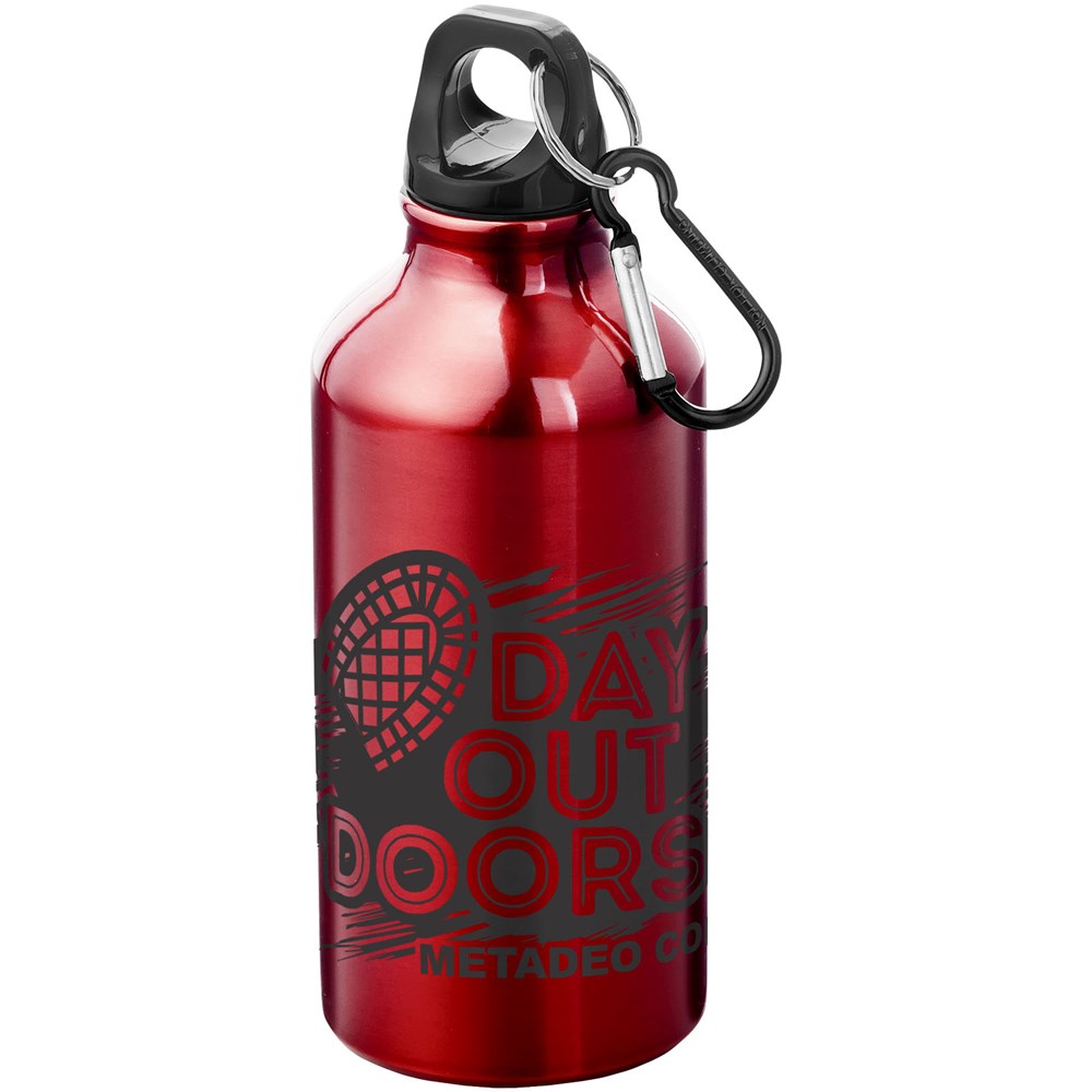 Oregon 400 ml Aluminium Trinkflasche mit Karabinerhaken rot