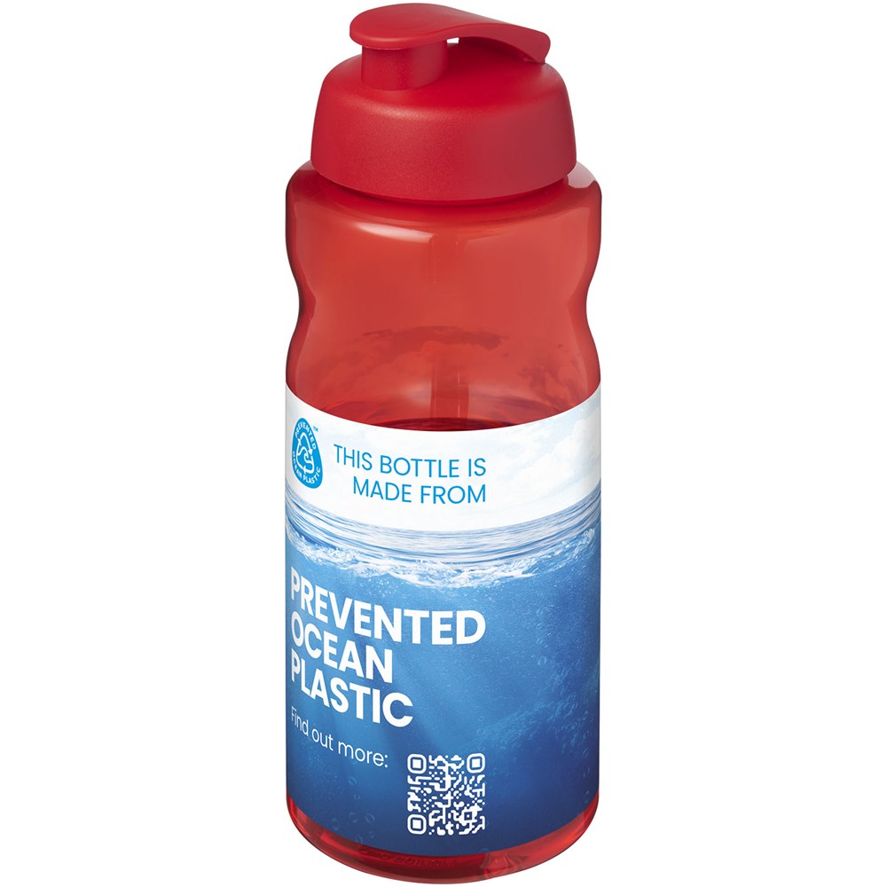 Bouteille de sport H2O Active® Eco Big Base de 1 litre à couvercle rabattable Rouge, Rouge