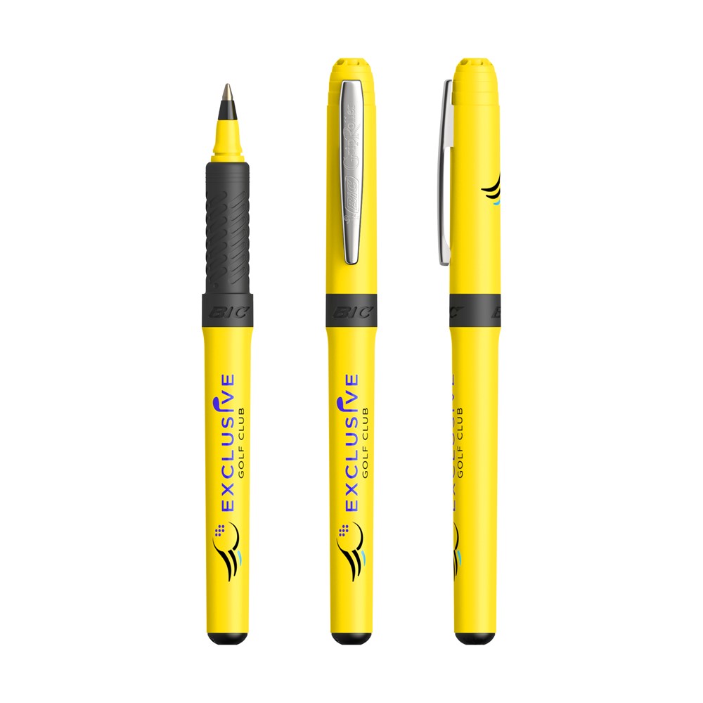 BIC® Grip Roller Jaune - Chrome - encre noire