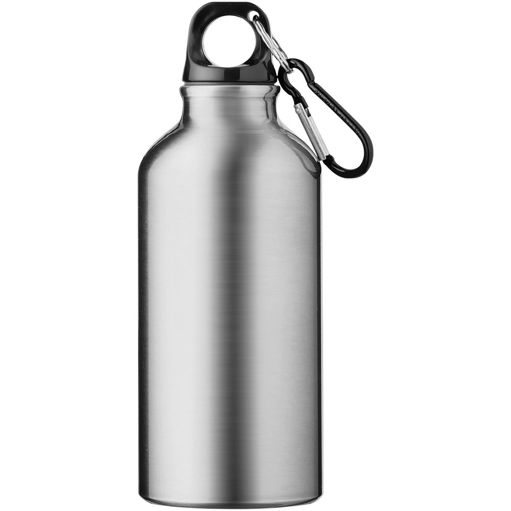 Bouteille d'eau Oregon de 400 ml en aluminium recyclé certifié RCS avec mousqueton argent